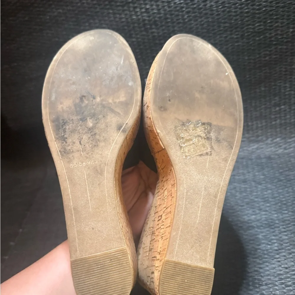 Dolce Vita Black and Tan Wedge Sandals
